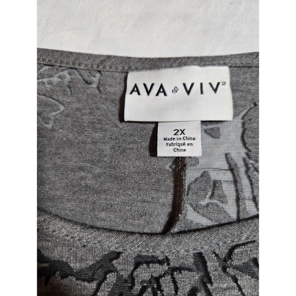 Womens Gray Sheer Floral Soft Grunge Top Romantic Moody Dark Academia Size 2x - Picture 8 of 9